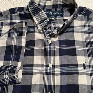Ralph Lauren short sleeve blue and white plaid xxl